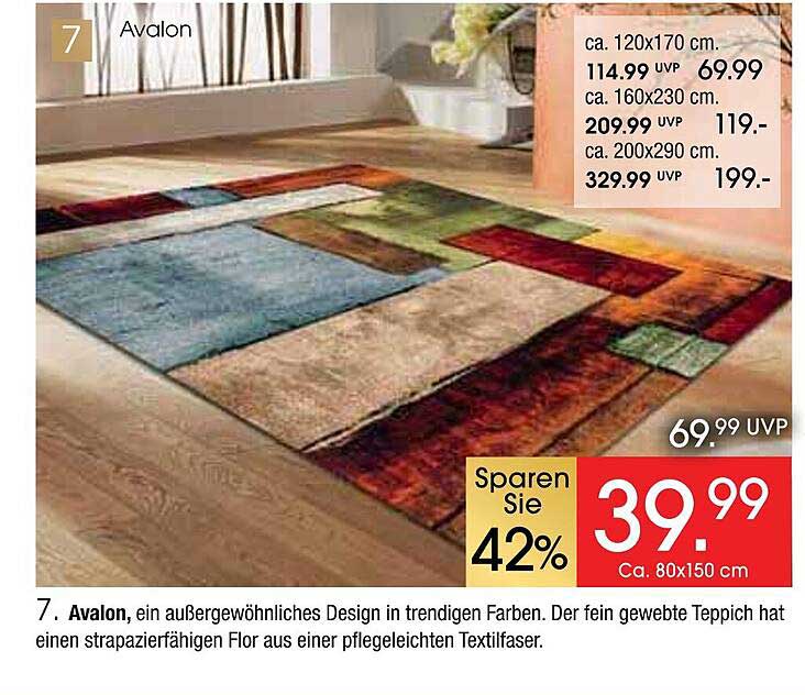 Avalon Teppich in trendigen Farben – 42% sparen!