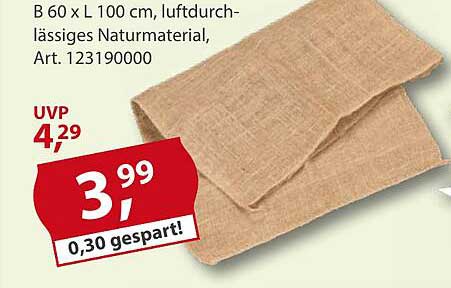 B 60 x L 100 cm, luftdurchlässiges Naturmaterial, Art. 123190000