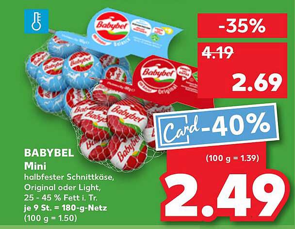 BABYBEL Mini halbfester Schnittkäse, Original oder Light, 9 Stück