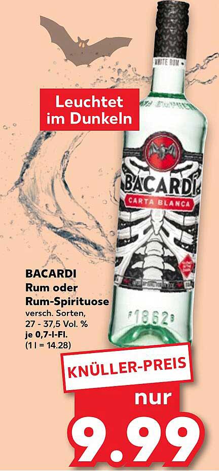 BACARDI Rum oder Rum-Spirituose, 0,7 l für nur 9,99 €