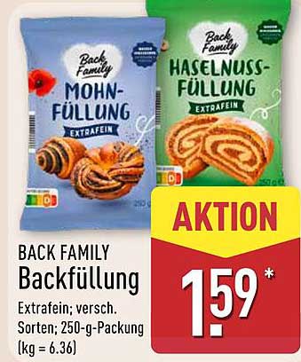 BACK FAMILY Backfüllung - Mohn- und Haselnussfüllung 250-g-Packung