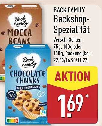 BACK FAMILY Backshop-Spezialität - Verschiedene Sorten, 75g, 100g oder 150g
