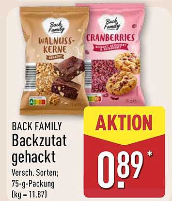 BACK FAMILY Backzutat gehackt - Walnuss-Kerne & Cranberries
