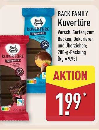 BACK FAMILY Kuvertüre - verschiedene Sorten für kreative Backprojekte