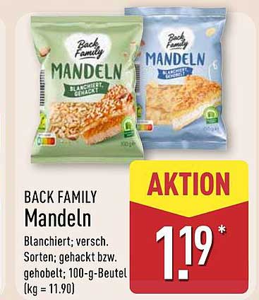 BACK FAMILY Mandeln - Blanchiert, gehackt oder gehobelt