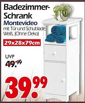 Badezimmer-Schrank Montevideo mit Tür und Schublade, Weiß, (Ohne Deko)