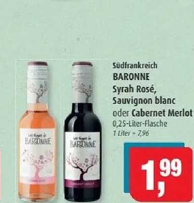 BARONNE Syrah Rosé, Sauvignon blanc oder Cabernet Merlot 0,25-Liter-Flasche