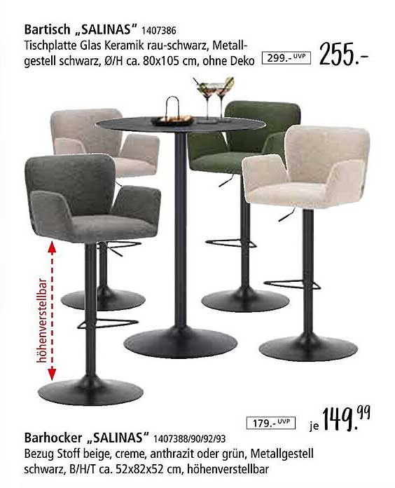 Bartisch „SALINAS“ und Barhocker „SALINAS“