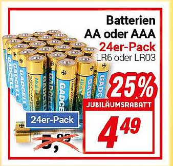 Batterien AA oder AAA 24er-Pack - Jubiläumsrabatt