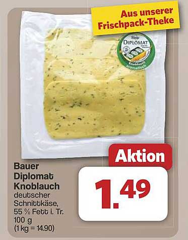 Bauer Diplomät Knoblauch - deutscher Schnittkäse