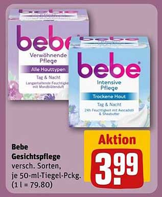 Bebe Gesichtspflege – Verschiedene Sorten, je 50-ml-Tiegel – jetzt für nur 3,99 €