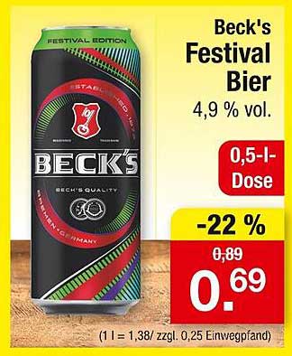 Beck's Festival Bier 0,5 l Dose - jetzt zum Sparpreis!