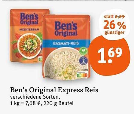 Ben's Original Express Reis - Verschiedene Sorten