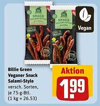 Billie Green Veganer Snack Salami-Style
