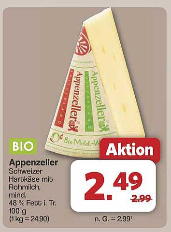 BIO Appenzeller Schweizer Hartkäse mit Rohmilch