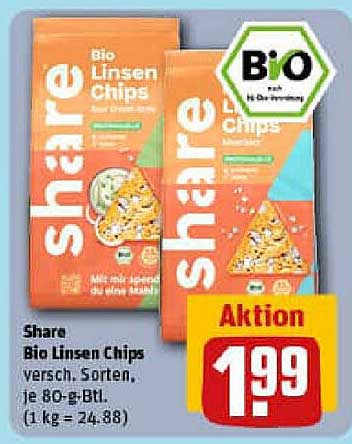 Bio Linsen Chips von Share – Verschiedene Sorten