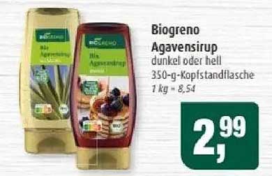 Biogreno Agavensirup dunkel oder hell 350-g-Kopfstandflasche