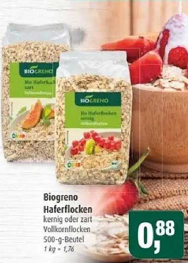Biogreno Haferflocken kernig oder zart - 500 g Beutel