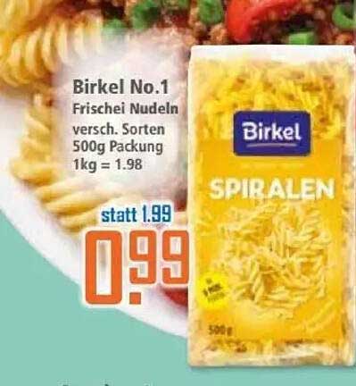 Birkel No.1 Frischei Nudeln Spiralen 500g