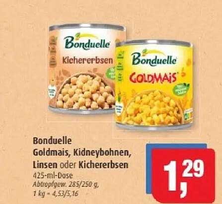 Bonduelle Goldmais, Kidneybohnen, Linsen oder Kichererbsen 425-ml-Dose