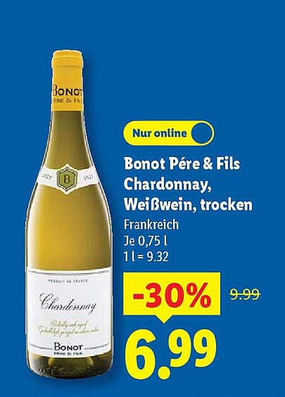 Bonot Père & Fils Chardonnay, Weißwein, trocken