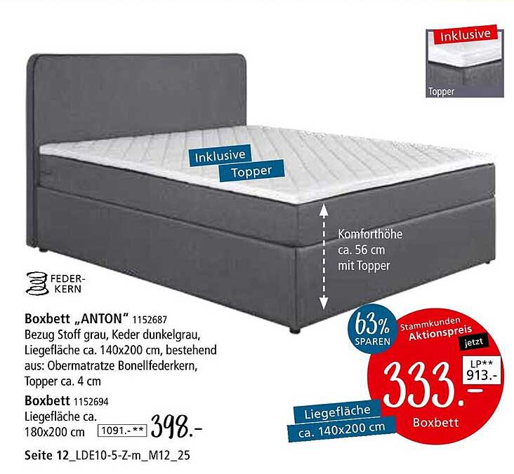 Boxbett "ANTON" mit Topper