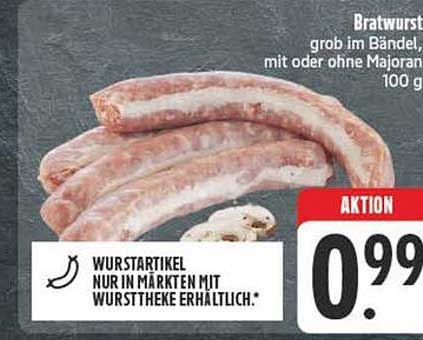 Bratwurst grob im Bündel, mit oder ohne Majoran, 100 g