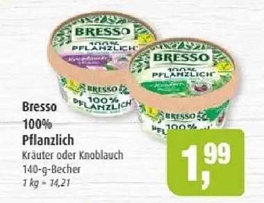 Bresso 100% Pflanzlich Kräuter oder Knoblauch 140-g-Becher