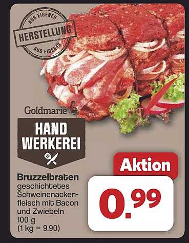 Bruzzelbraten - Geschichtetes Schweinenackenfleisch mit Bacon und Zwiebeln