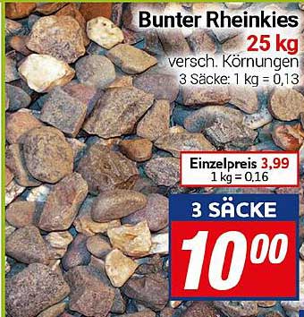 Bunter Rheinkies 25 kg – Verschiedene Körnungen