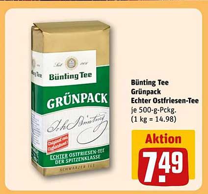 Bünting Tee Grünpack Echter Ostfriesen-Tee je 500-g-Pckg.