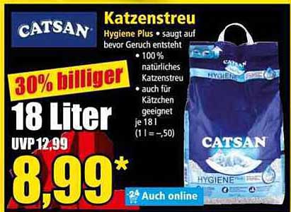 CATSAN Katzenstreu Hygiene Plus 18 Liter