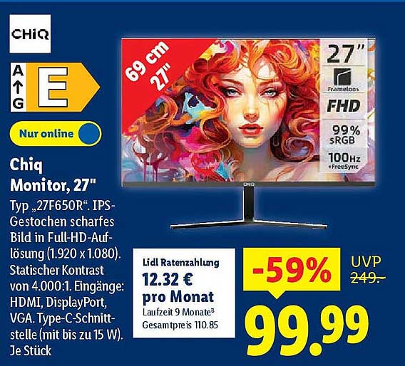 Chiq Monitor, 27" - Full HD mit IPS-Technologie