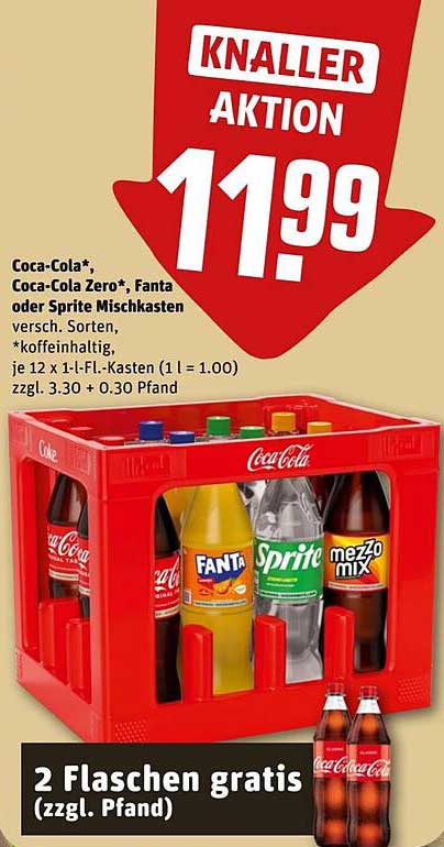 Coca-Cola*, Coca-Cola Zero*, Fanta oder Sprite Mischkasten