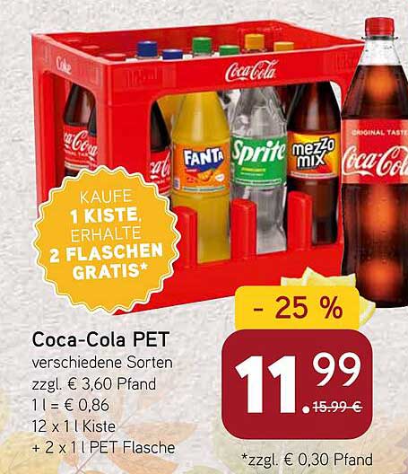 Coca-Cola PET Kiste – Kaufe 1 Kiste, erhalte 2 Flaschen gratis!