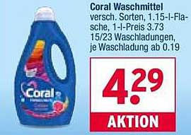 Coral Waschmittel 1,15 l - vielseitige Sorten für strahlende Sauberkeit
