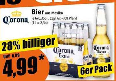 Corona Extra Bier 6er Pack – Jetzt 28% günstiger!