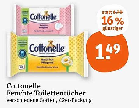 Cottonelle Feuchte Toilettentücher verschiedene Sorten, 42er-Packung