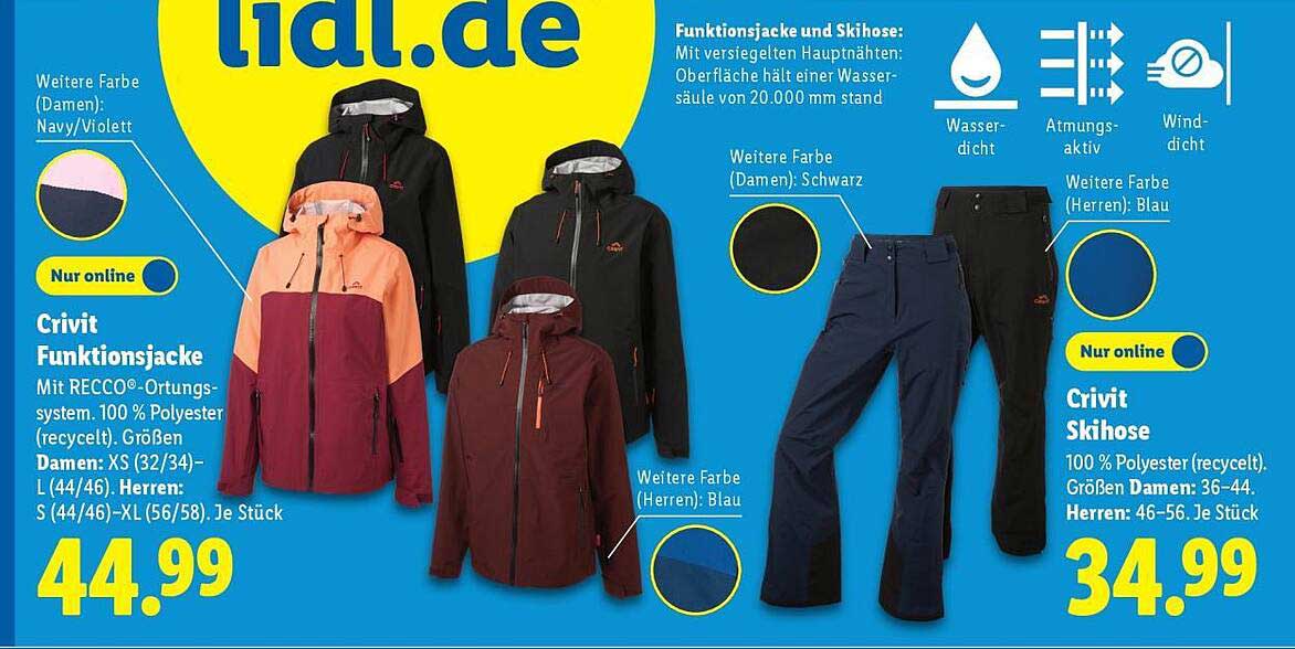 Crivit Funktionsjacke und Ski-Hose
