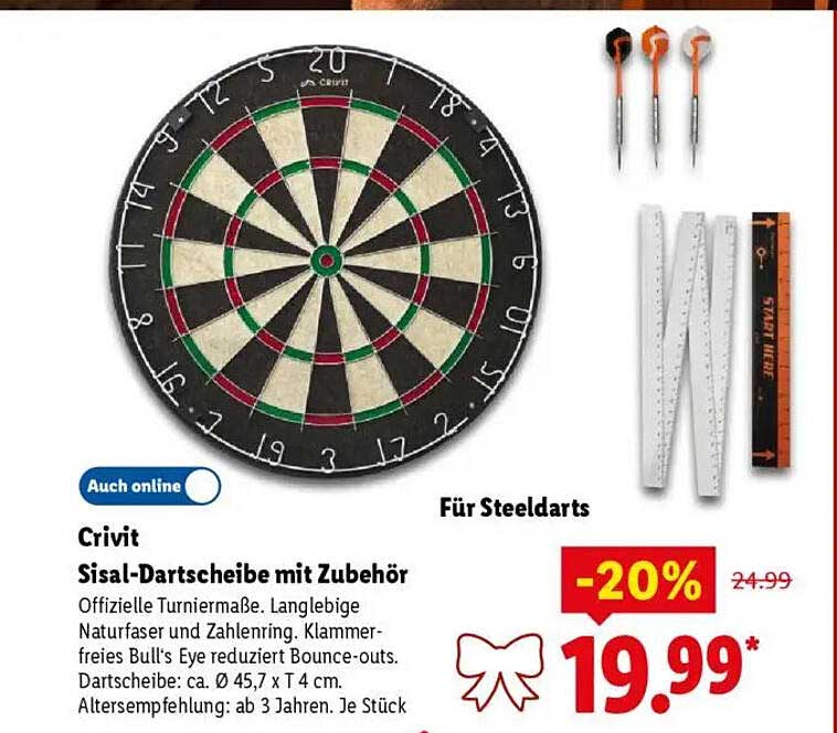 Crivit Sisal-Dartscheibe mit Zubehör