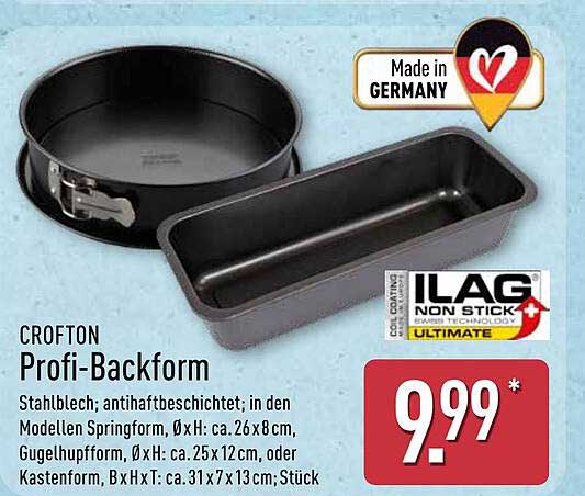 CROFTON Profi-Backform - Stahlblech, antihaftbeschichtet