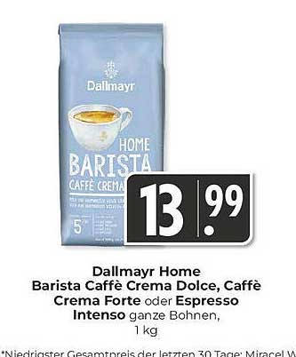 Dallmayr Home Barista Caffè Crema Dolce, Caffè Crema Forte oder Espresso Intenso ganze Bohnen, 1 kg