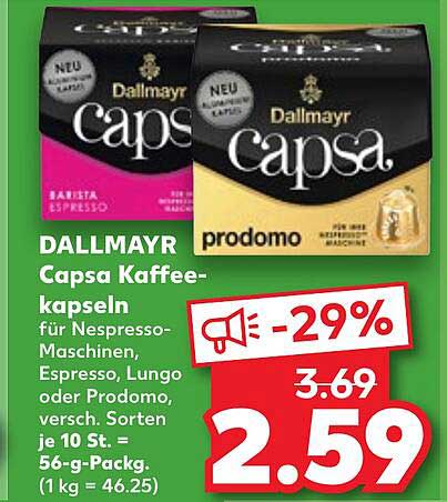 DALLMYR Capsa Kaffeekapseln – Barista Espresso & Prodomo