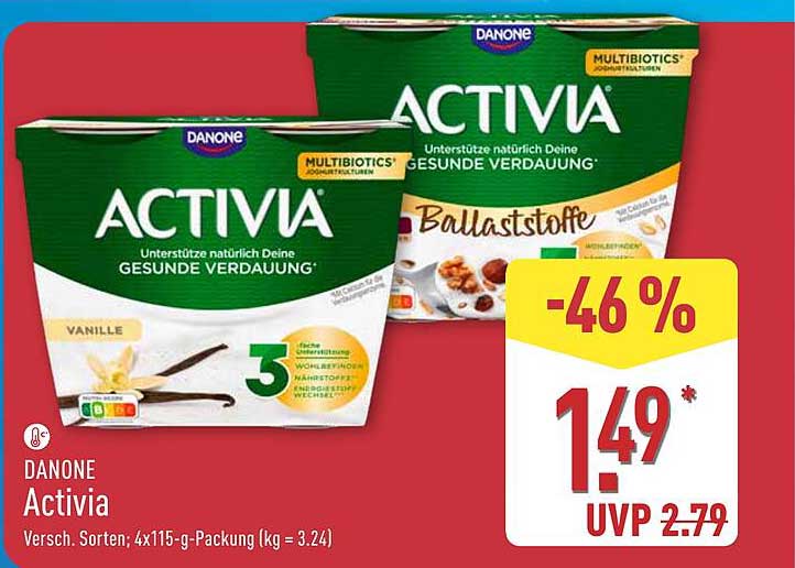 Danone Activia, verschiedene Sorten, 4x115-g-Packung
