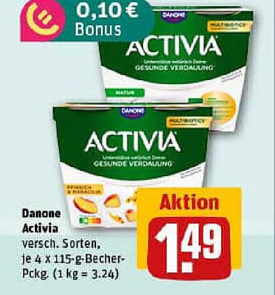 Danone Activia verschiedene Sorten, je 4 x 115-g-Becher-Pckg.