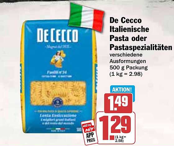 De Cecco Italienische Pasta oder Pastaspezialitäten 500 g