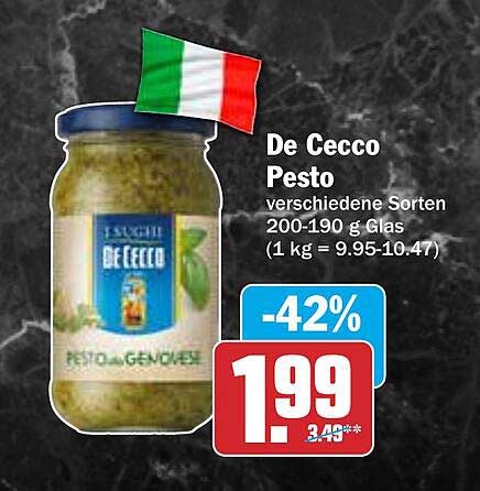 De Cecco Pesto verschiedene Sorten 200-190 g Glas