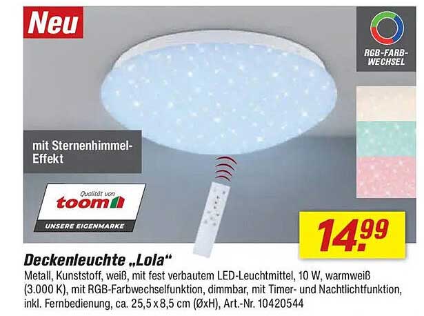 Deckenleuchte „Lola“ mit Sternenhimmleffekt