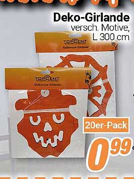 Deko-Girlande versch. Motive, L 300 cm - Halloween-Girlande im 20er-Pack