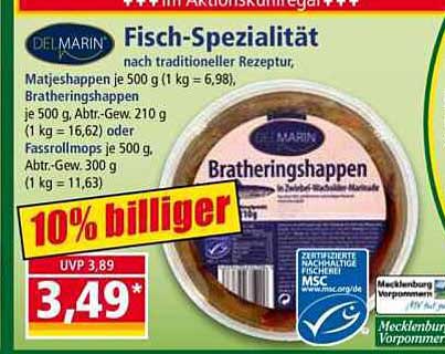 Del Marin Fisch-Spezialität Bratheringshappen 500 g